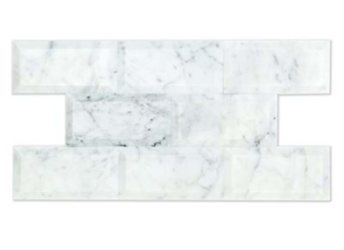 White Carrara in Beveled White Carrara 3x6 Polished