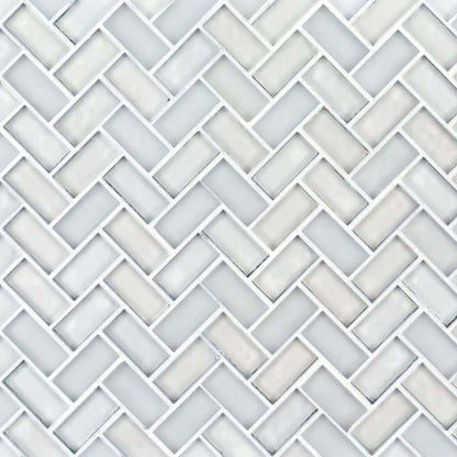 5/8" Herringbone Mosaic in Auckland Glass Tile