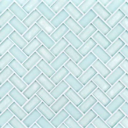 5/8" Herringbone Mosaic in Mo'Orea Glass Tile