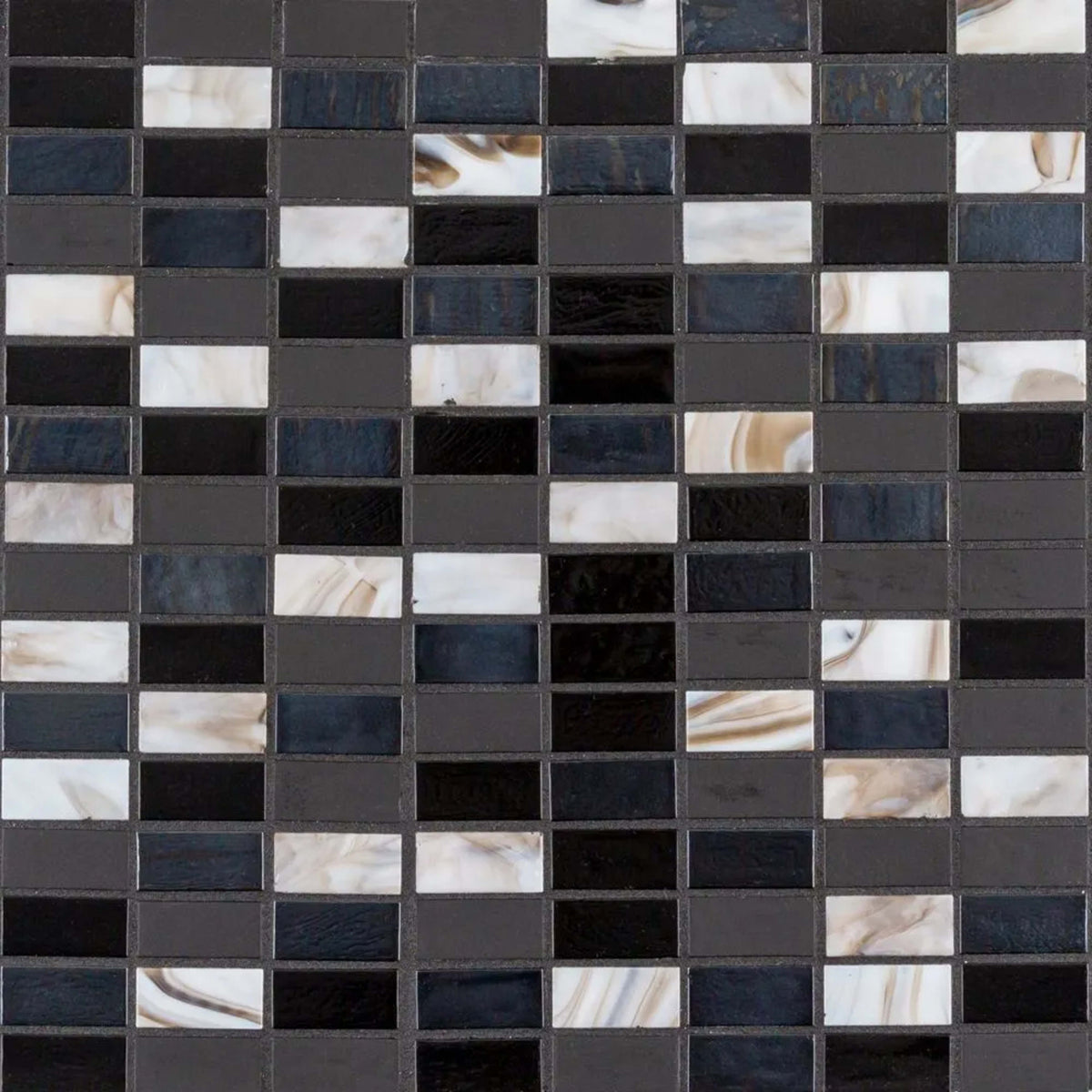 5/8" Stack Brick Blend Mosaic in Waimea Glass Tile