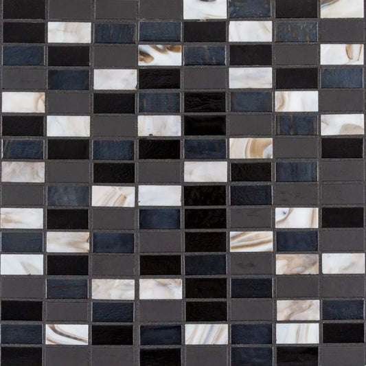 5/8" Stack Brick Blend Mosaic in Waimea Glass Tile