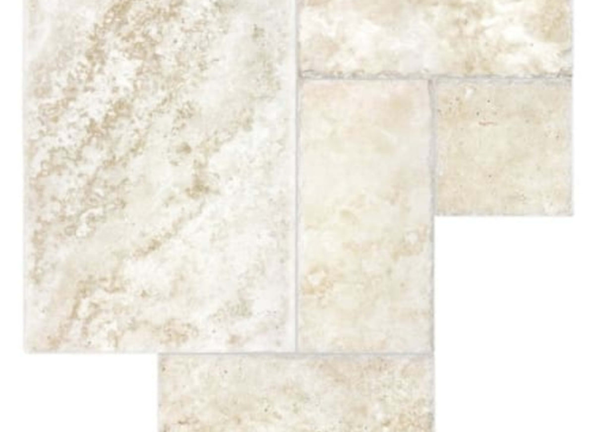 Ivory Travertine in Chiseled & Brushed Cobble Stone Pattern Set