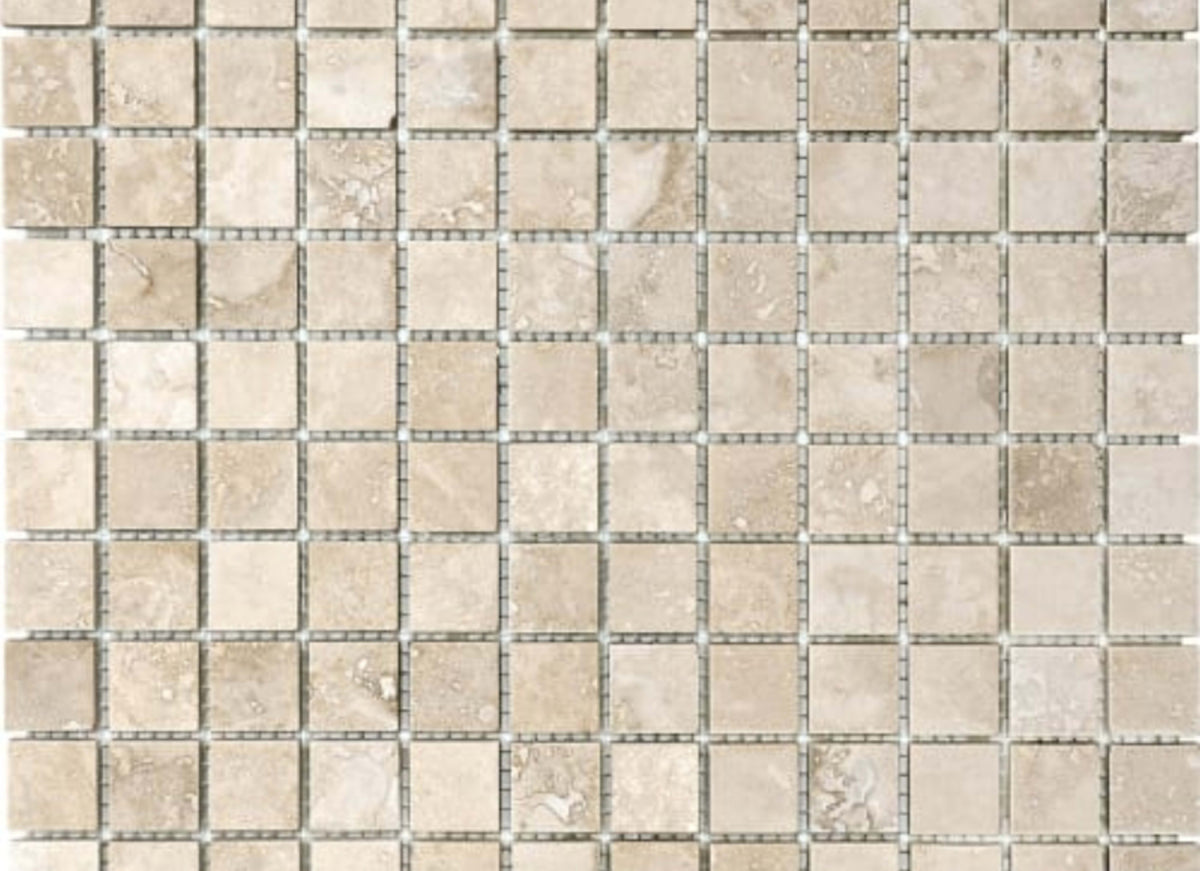 Ivory Travertine in 1x1 In Filled & Honed Mosaics