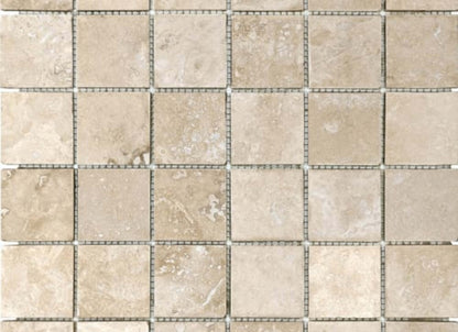 Ivory Travertine in 2x2 In Filled & Honed Mosaics