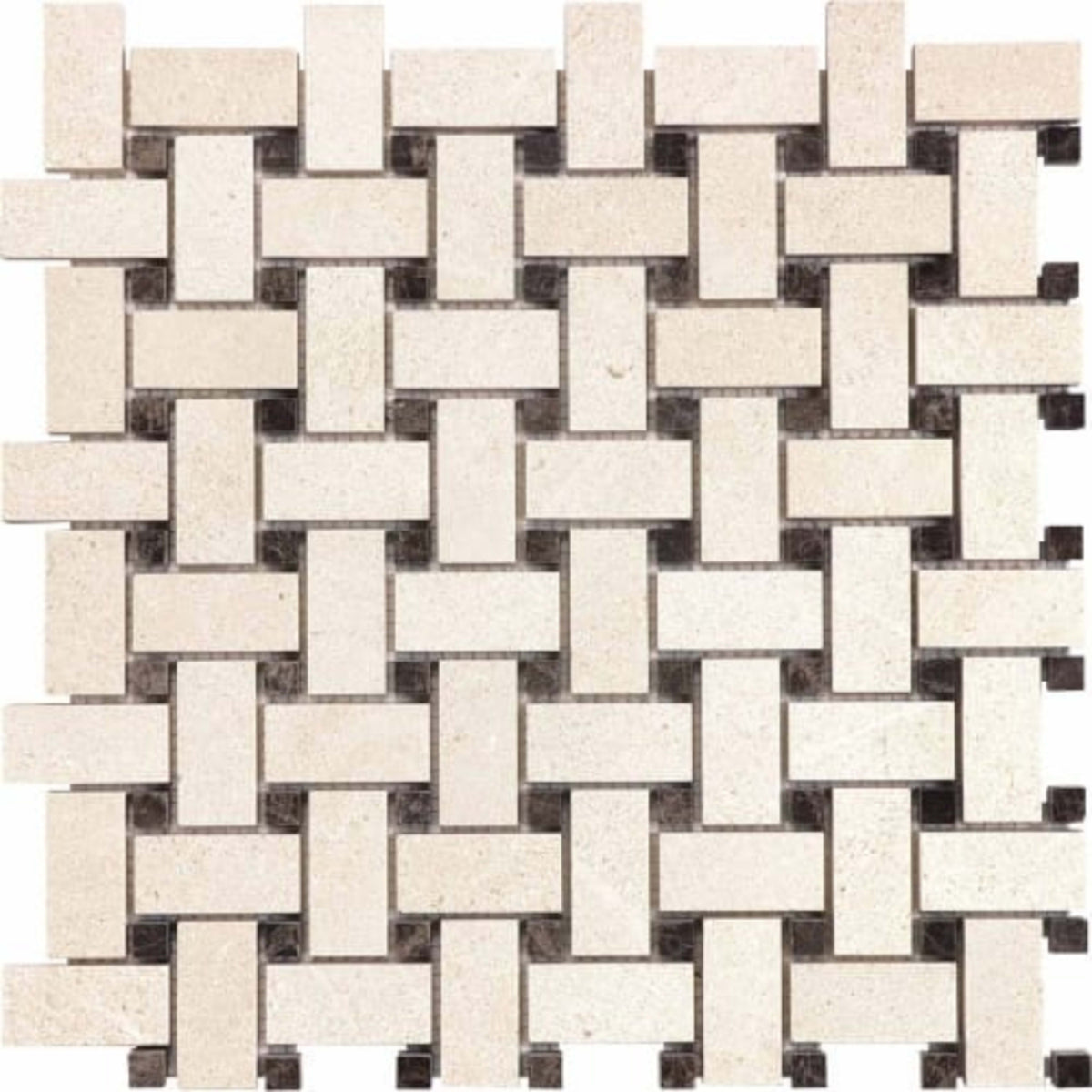Serene Ivory in Basketweave Honed Natural Stone