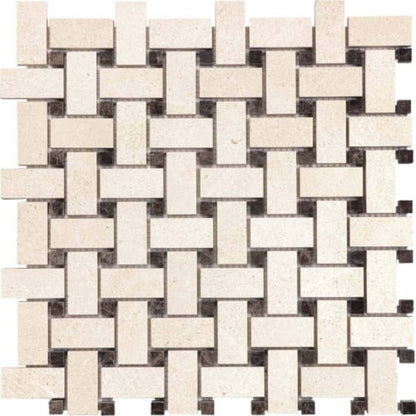Serene Ivory in Basketweave Honed Natural Stone