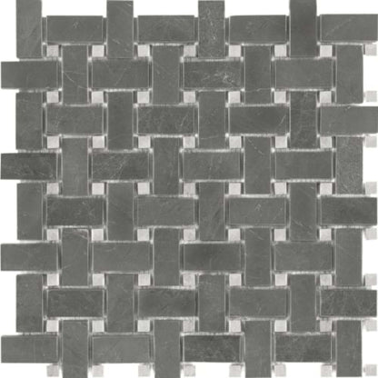 Stark Carbon in Basketweave Polished Mosaics Natural Stone