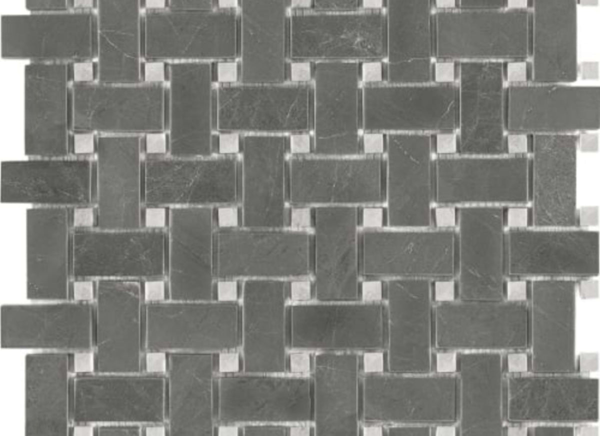 Stark Carbon in Basketweave Polished Mosaics