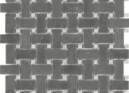Stark Carbon in Basketweave Polished Mosaics