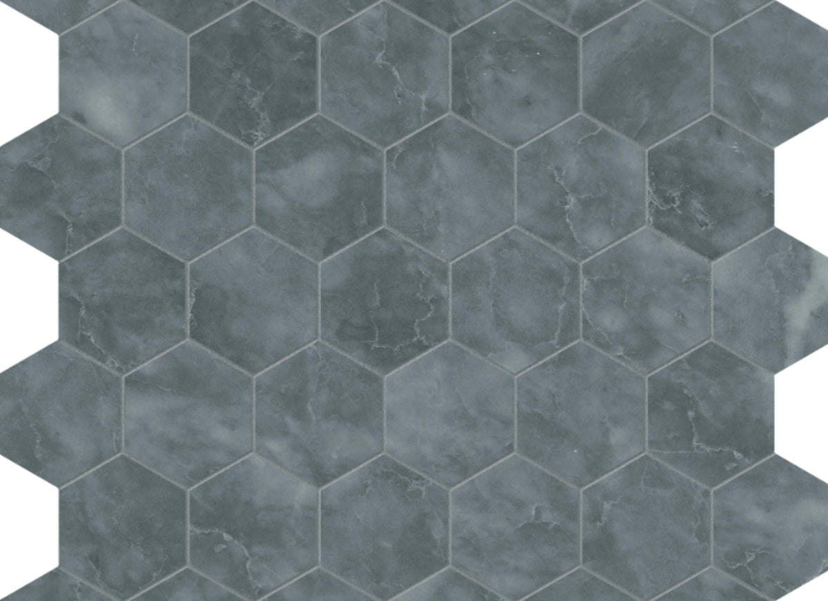 Aqua Intenso in Hexagon Mosaic Brushed