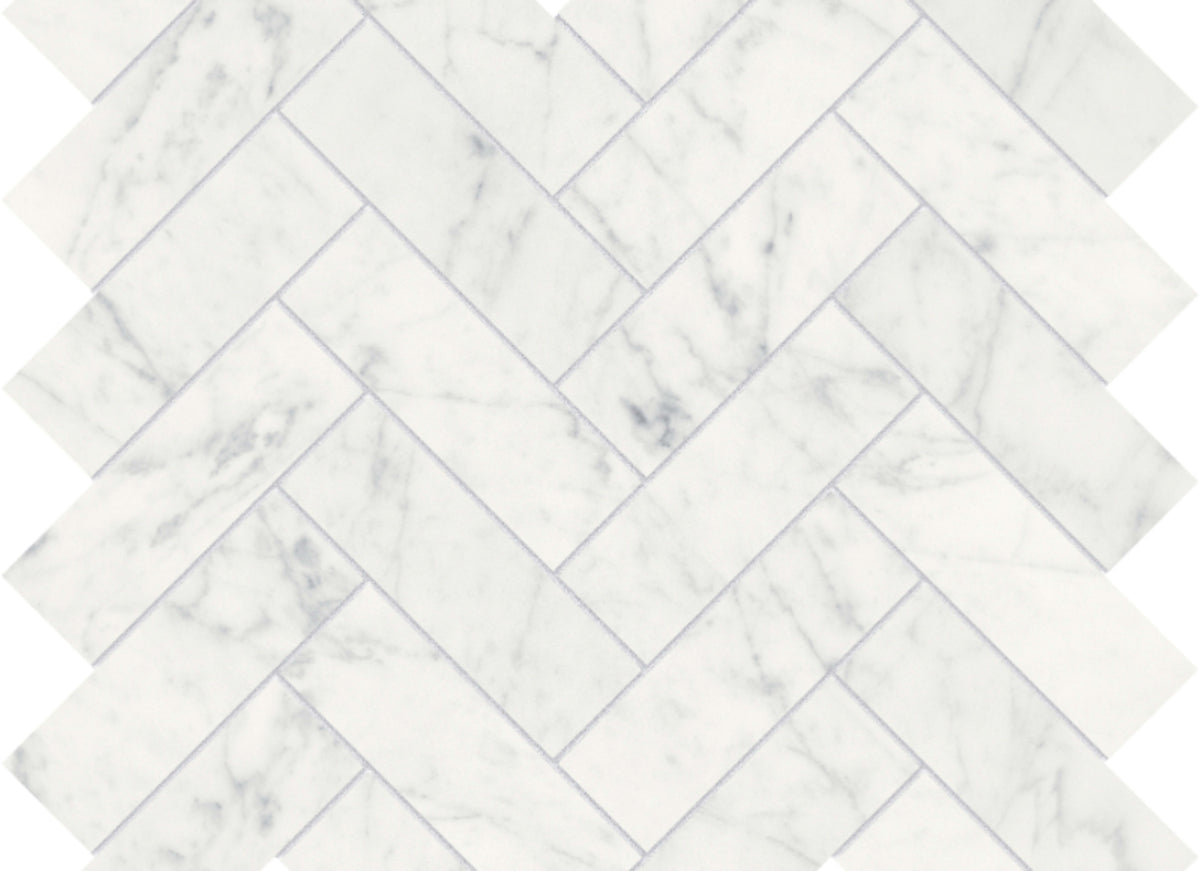Eterna Bianco in Herringbone Mosaic Honed