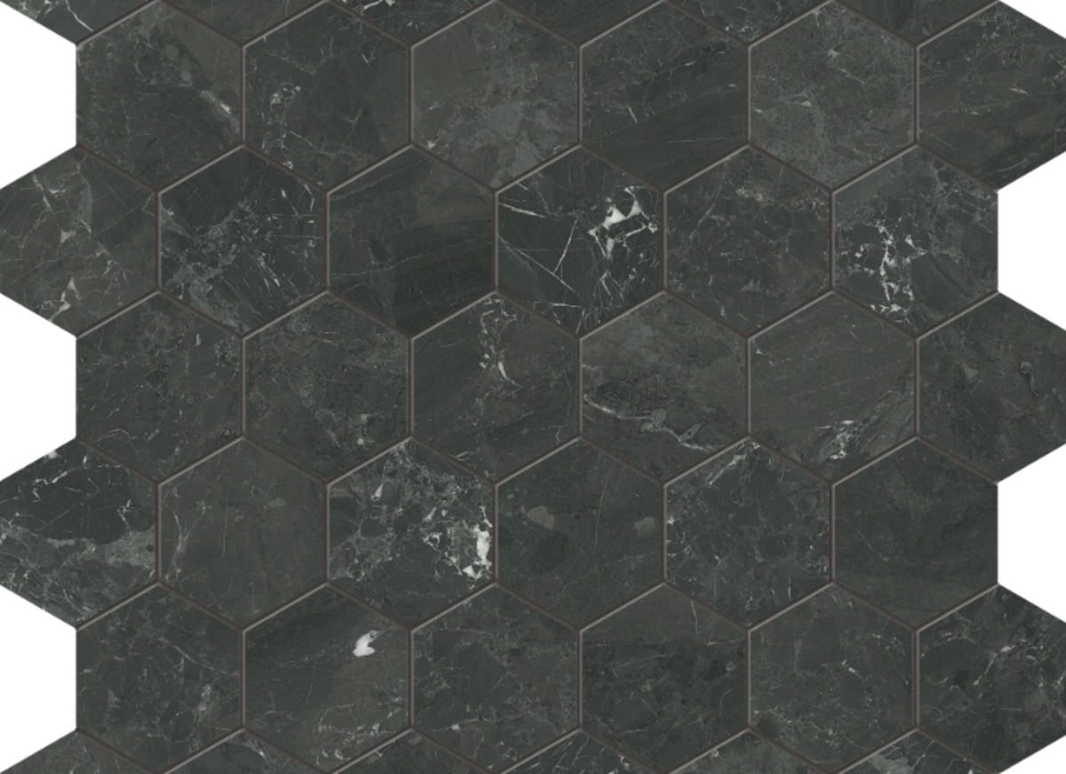 Galaxia Nero in Hexagon Mosaic Polished