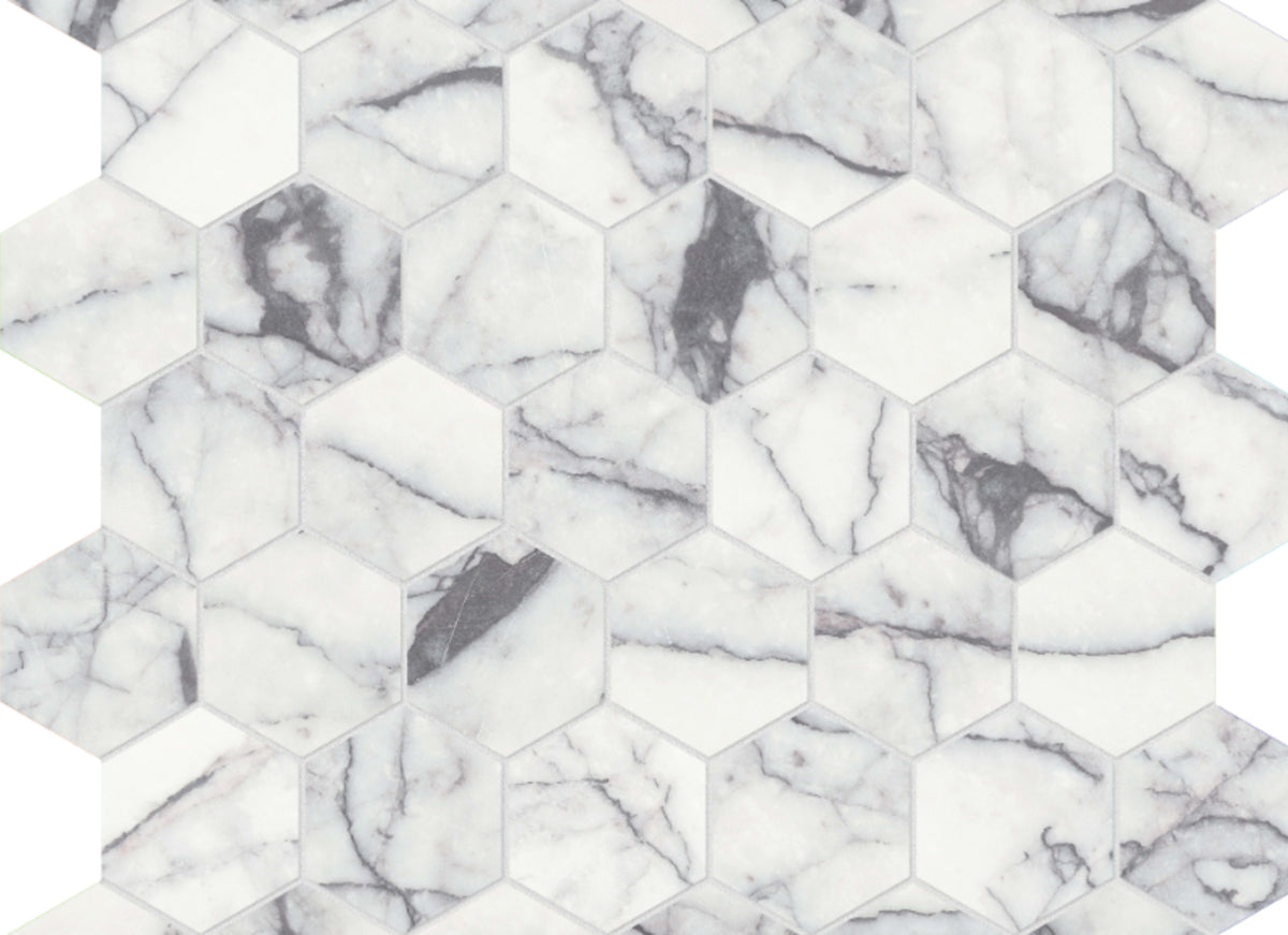 Lilac Volta in Hexagon Mosaic Honed