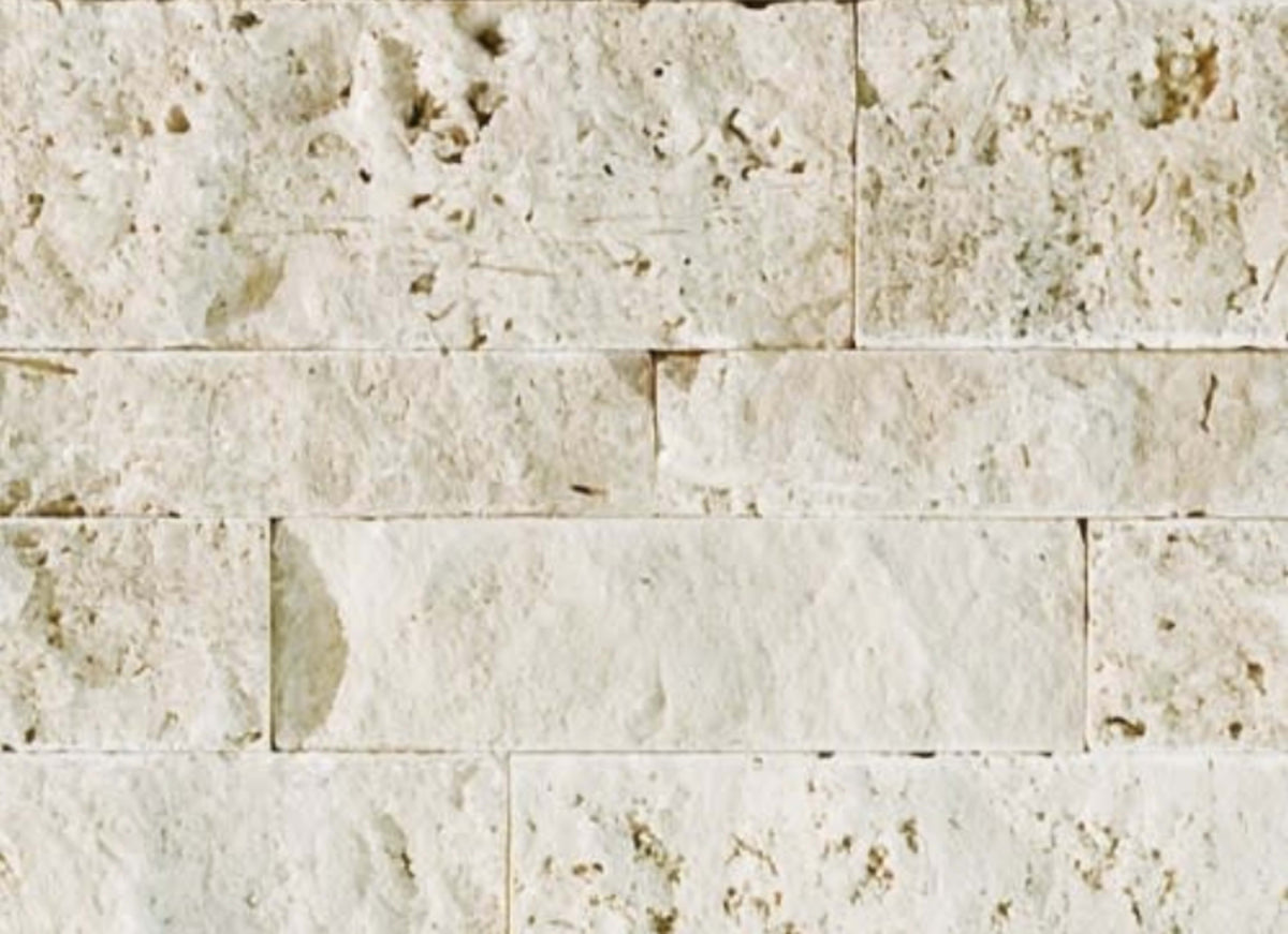 Ivory Travertine in Split Face Cambria Strips