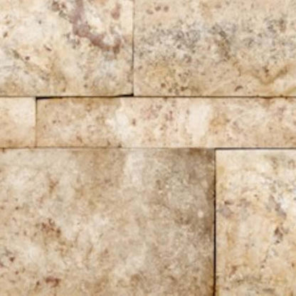Splitface & Cubics in Picasso Travertine 6x24 Split Face Wall Panels Natural Stone