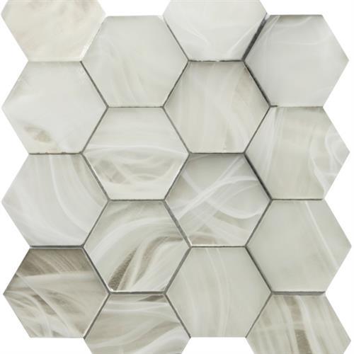 Cloud 9 in Silver White Hex Natural Stone