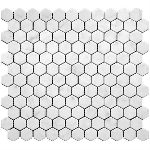 Marbella in Carrara Hex 1x1 Polished Natural Stone