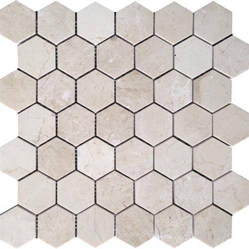 Valencia in Crema 2x2 Hex Honed Natural Stone