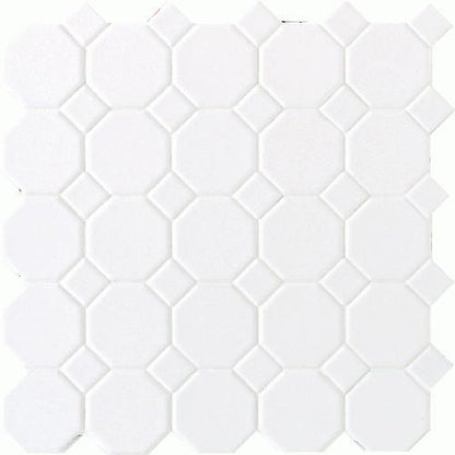 Octagon & Dot in Matte White With 01 White Matte Dot 2x2 Tile