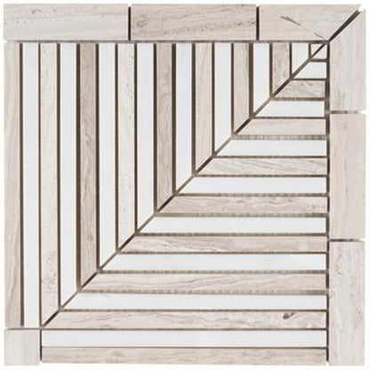 Avant Garde in Linear Corner Piece Asian Statuary  Wooden Beige Natural Stone