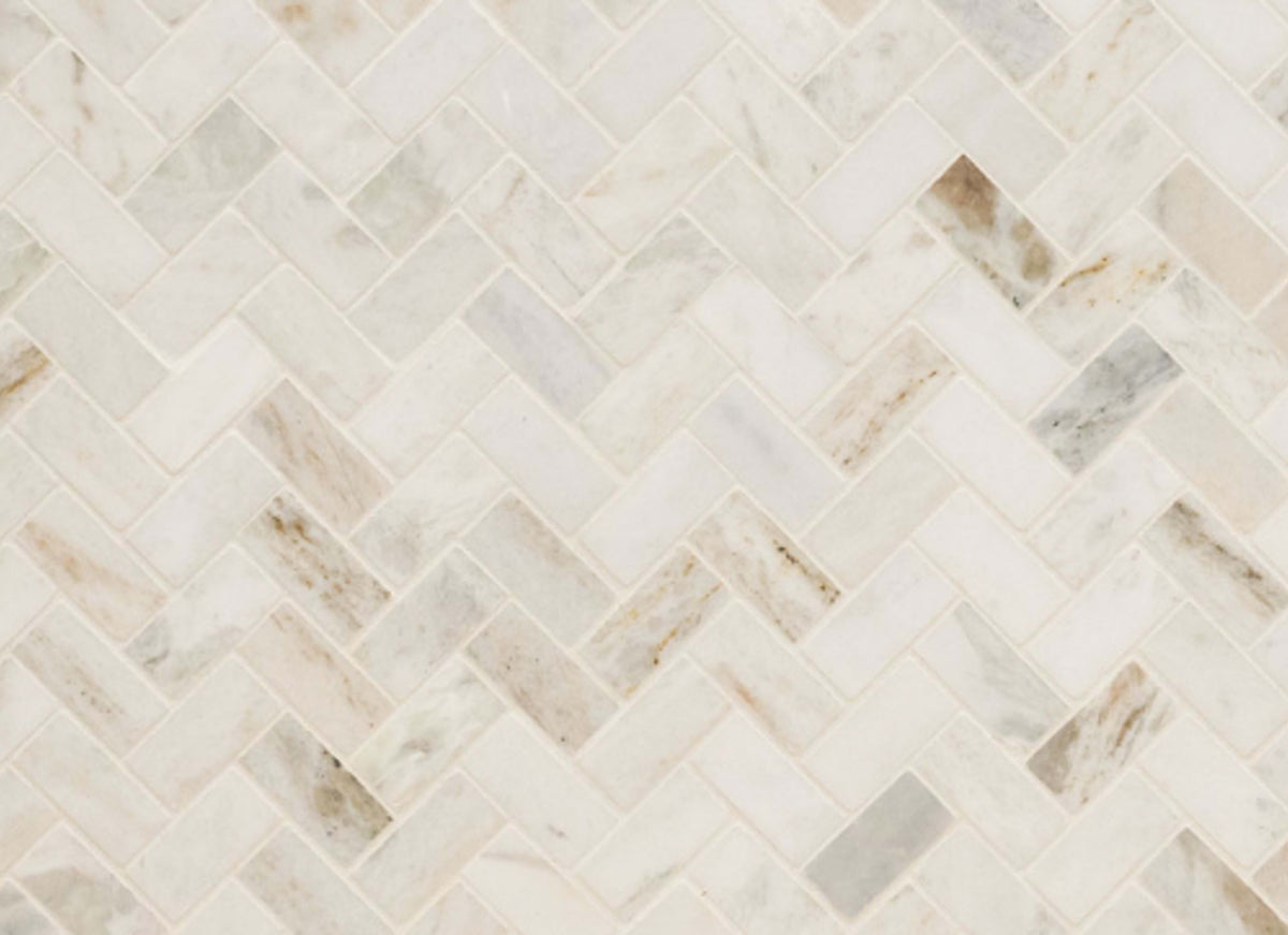 Arabescato Venato White in Arabescato Venato White 1x2 Herringbone Honed