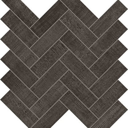 Fray in Black Herringbone Mosaic Tile