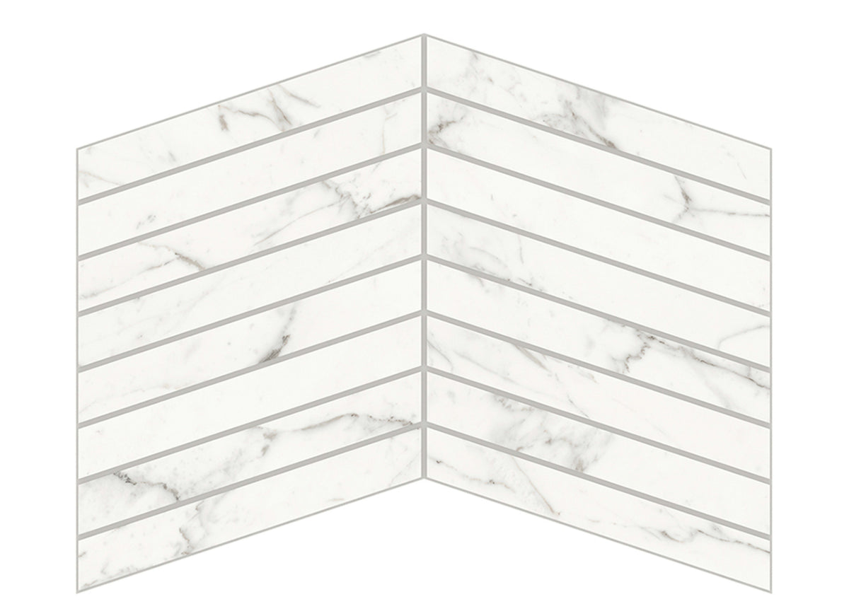 Trilogy in Calacatta Chevron Mosaic