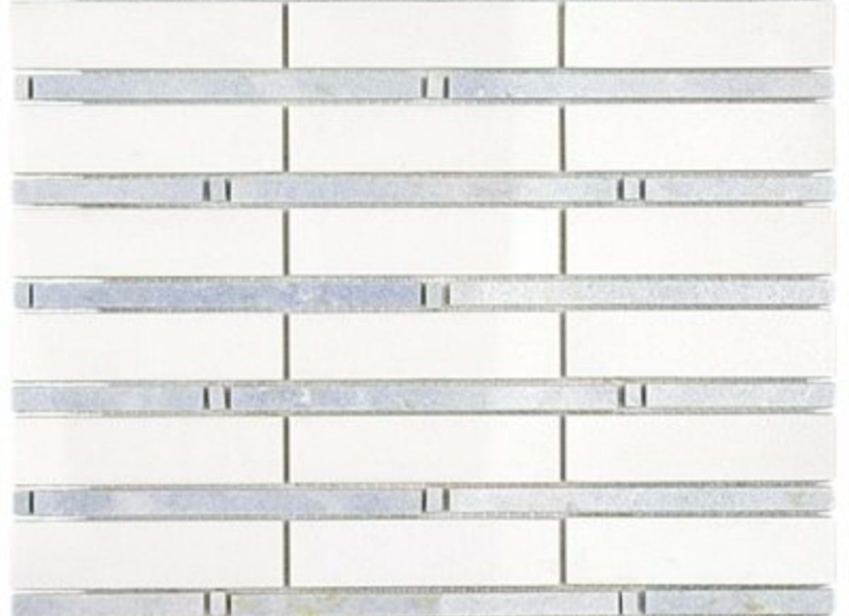 Bardiglio in Bamboo Pattern White Thassos  Blue Celeste Line