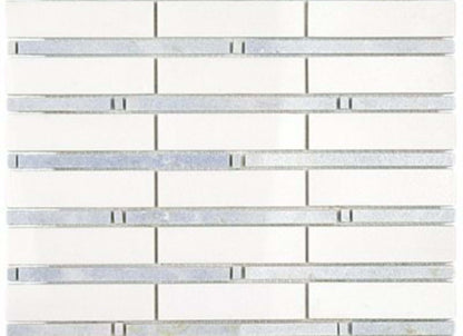 Bardiglio in Bamboo Pattern White Thassos  Blue Celeste Line