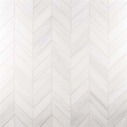 Bianco Dolomite in Premium 3x12 Chevron Honed Natural Stone