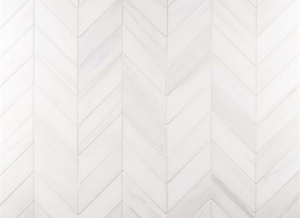 Bianco Dolomite in Premium 3x12 Chevron Honed