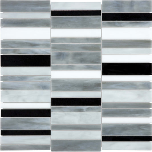 Baroque in Arabescato Random Stacked Mosaic Glass Tile