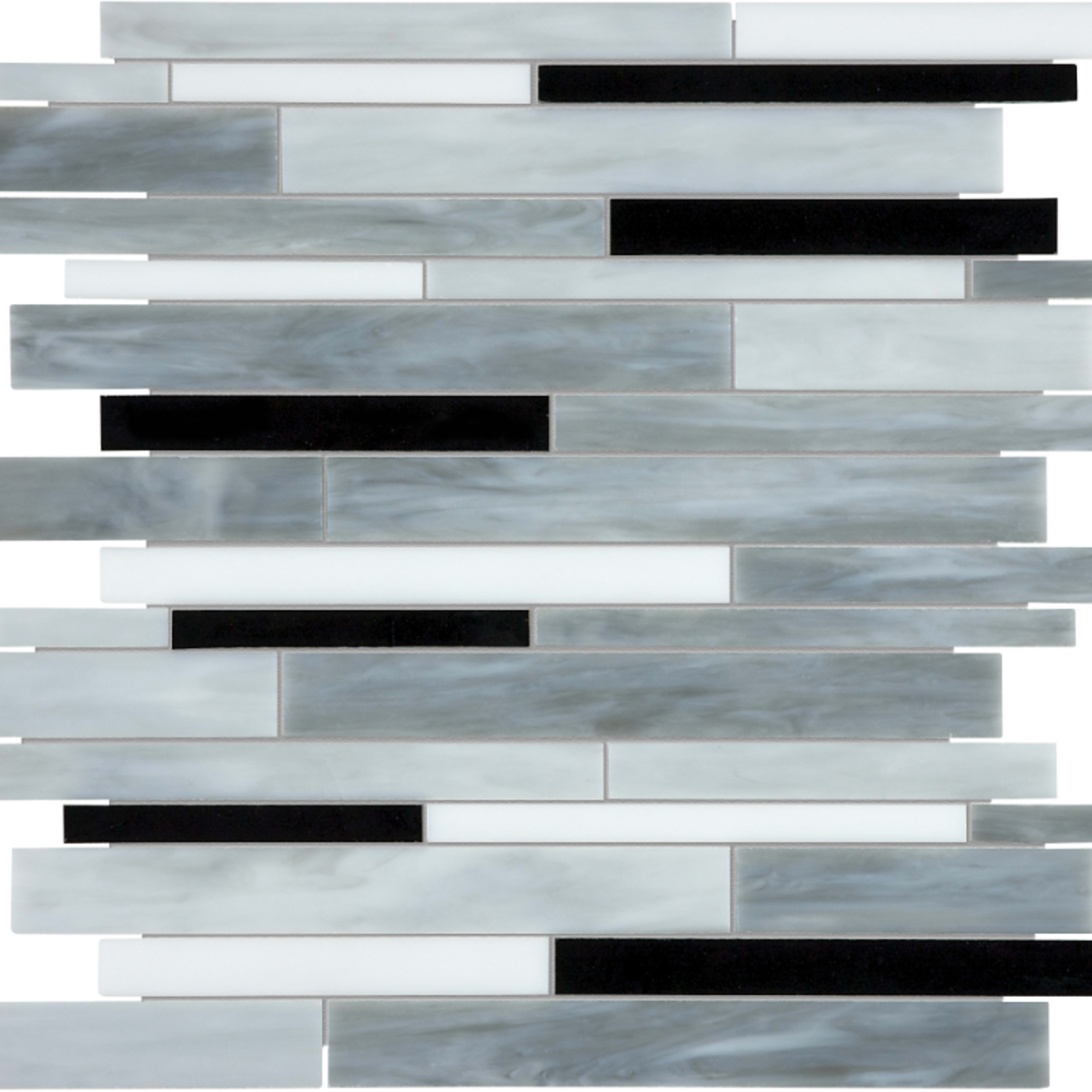 Baroque in Arabescato Random Strip Mosaic Glass Tile