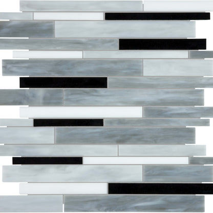 Baroque in Arabescato Random Strip Mosaic Glass Tile