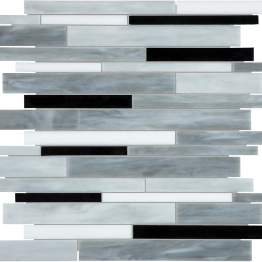 Baroque in Arabescato Random Strip Mosaic Glass Tile