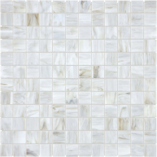 Baroque in Calacatta 1x1 Mosaic Glass Tile