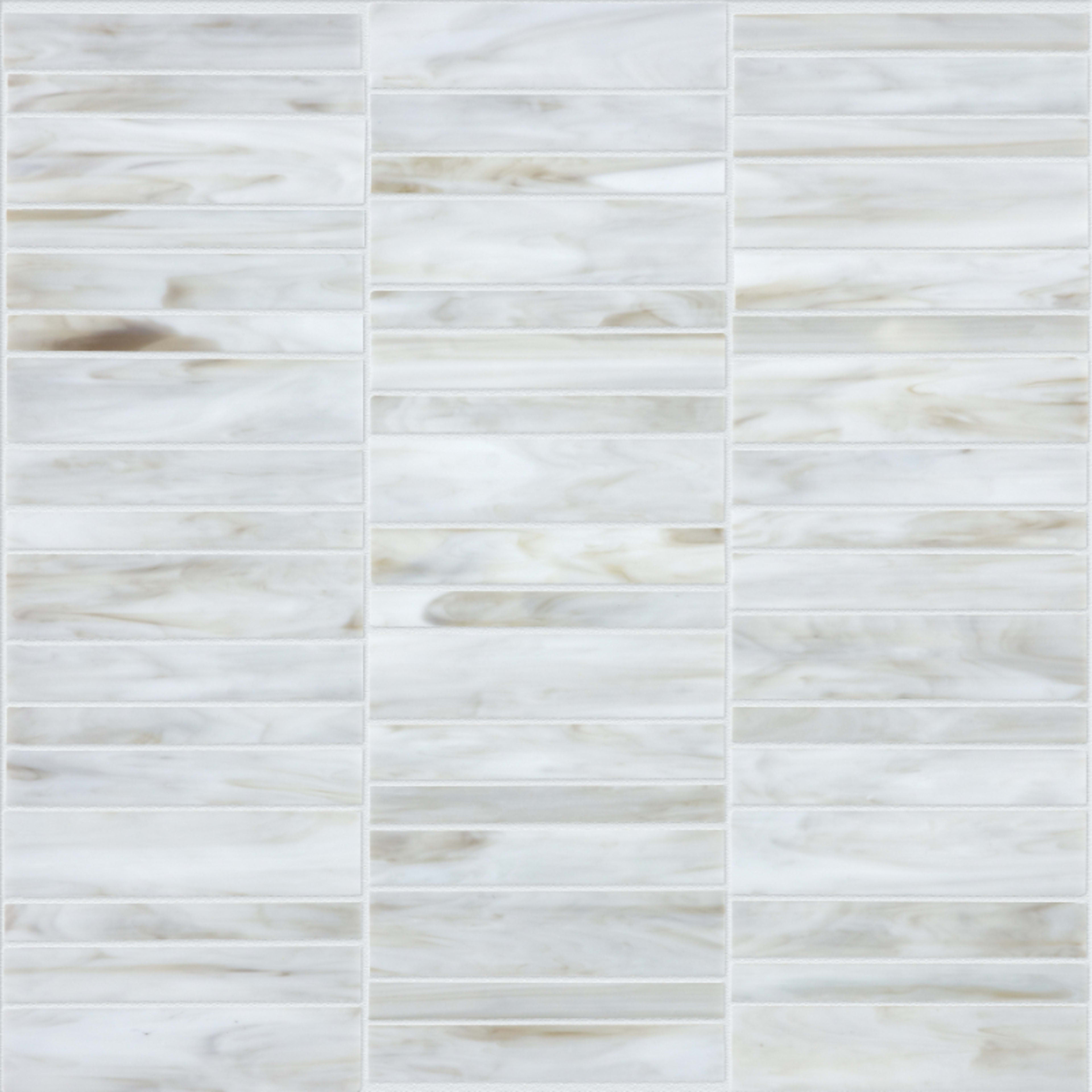 Baroque in Calacatta Random Stacked Mosaic Glass Tile