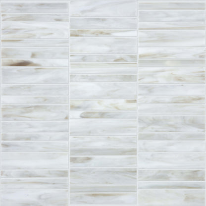 Baroque in Calacatta Random Stacked Mosaic Glass Tile