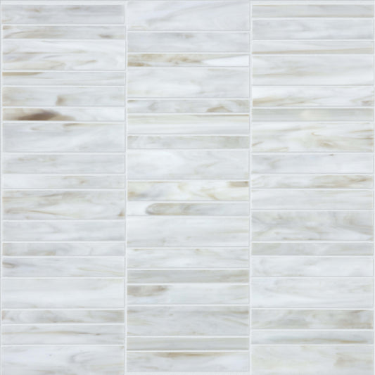 Baroque in Calacatta Random Stacked Mosaic Glass Tile