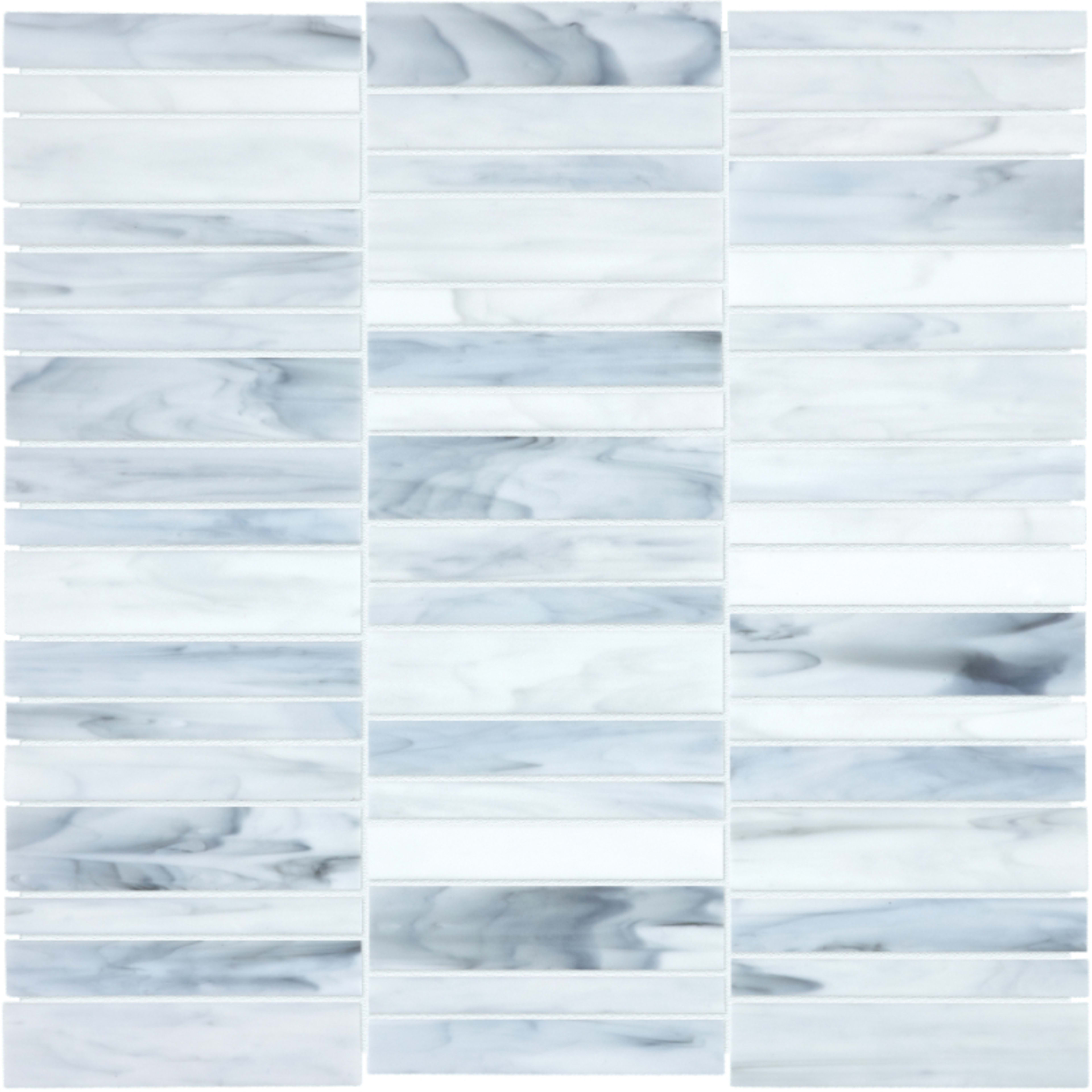 Baroque in Carrara Random Stacked Mosaic Glass Tile