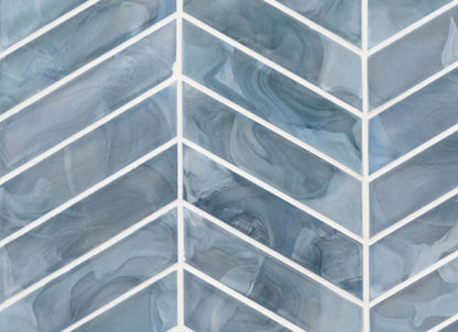 Blue Shimmer in Blue Shimmer Chevron Pattern Tile