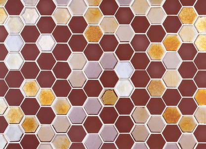 Brill Hexagon Mosaic in Burgundy