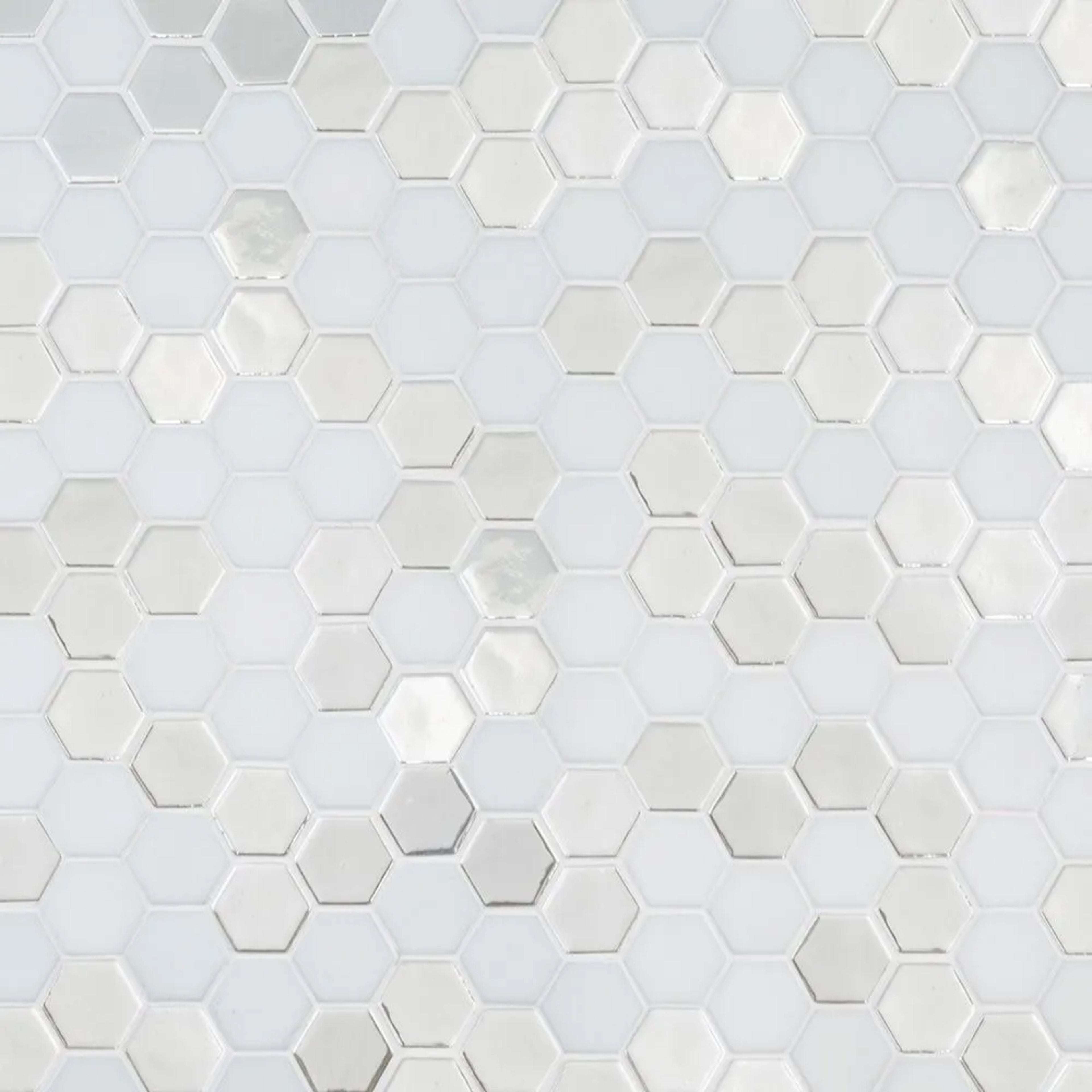 Brill Hexagon Mosaic in Pearl Glass Tile