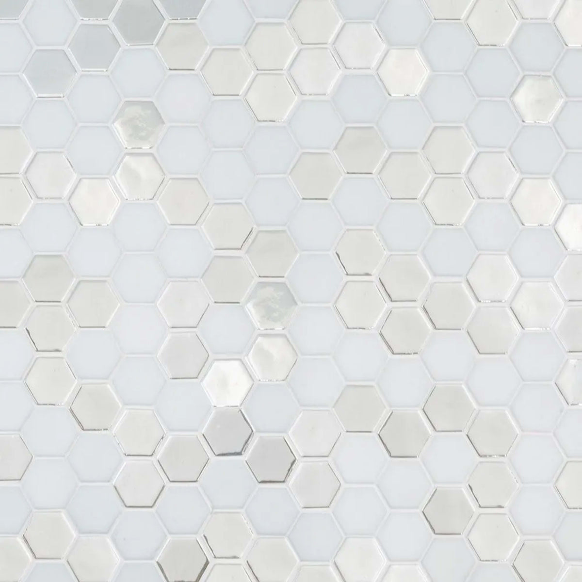 Brill Hexagon Mosaic in Pearl Glass Tile