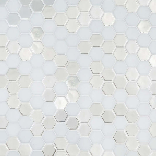 Brill Hexagon Mosaic in Pearl Glass Tile