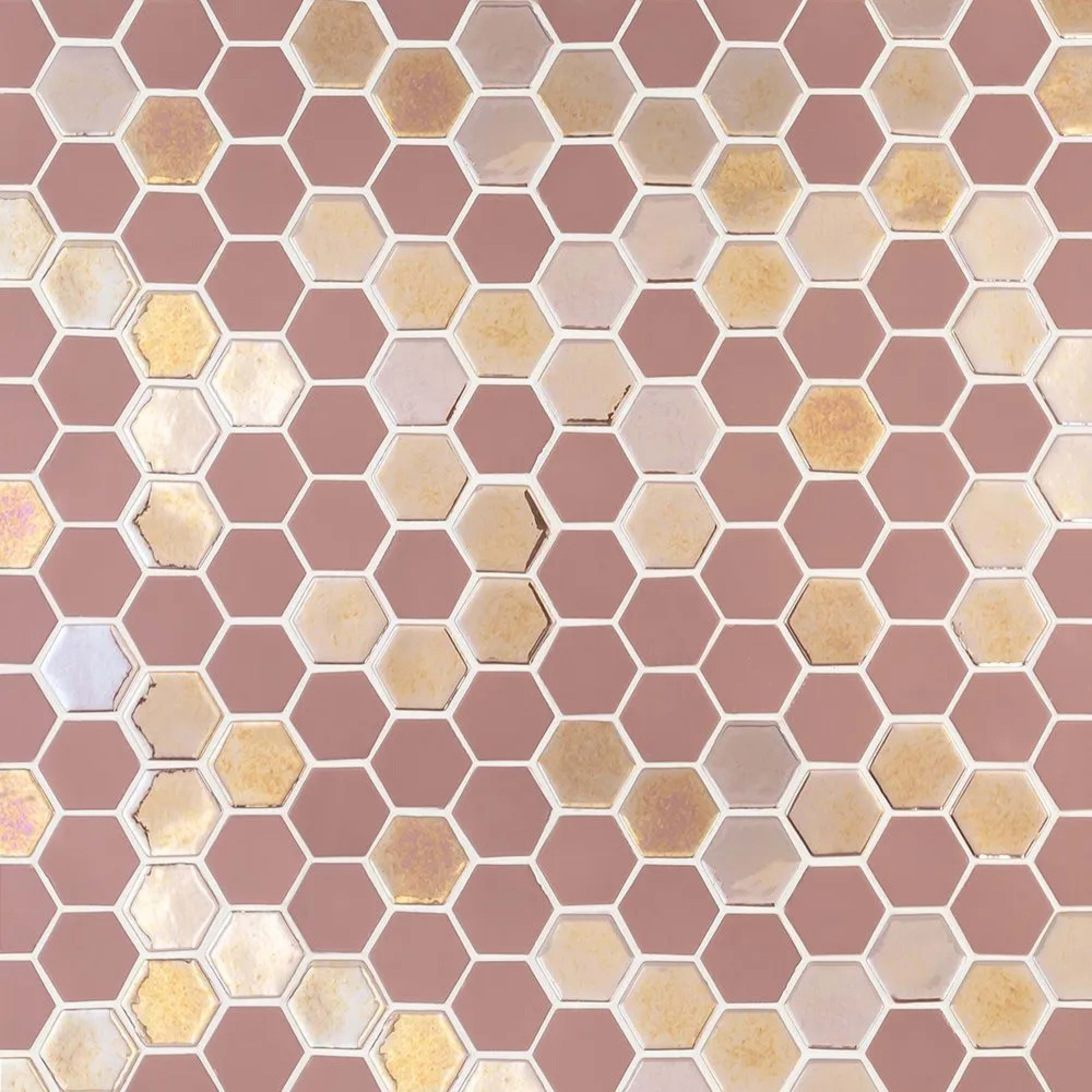 Brill Hexagon Mosaic in Rose Glass Tile