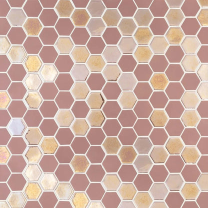 Brill Hexagon Mosaic in Rose Glass Tile
