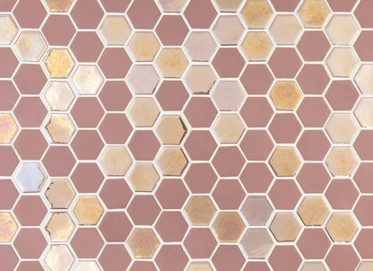 Brill Hexagon Mosaic in Rose