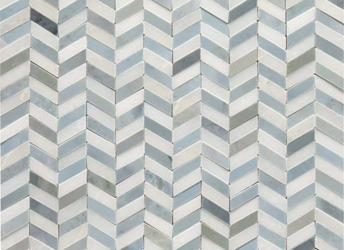 Candora in White & Blu Bln Chevron