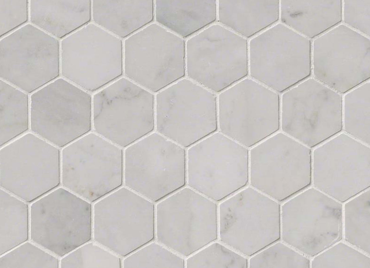 Carrara White in Carrara White - 2 Hexagon Polished